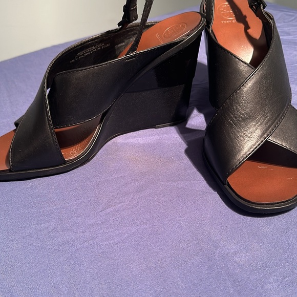 Tory Burch Gabrielle Black Nubuck Wedge Sandal - Picture 3 of 3